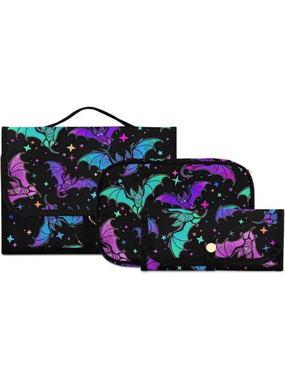 Gothic Luminous Makeup Bag Set | Spooky Hanging Toiletry Organizer - 3 PCS